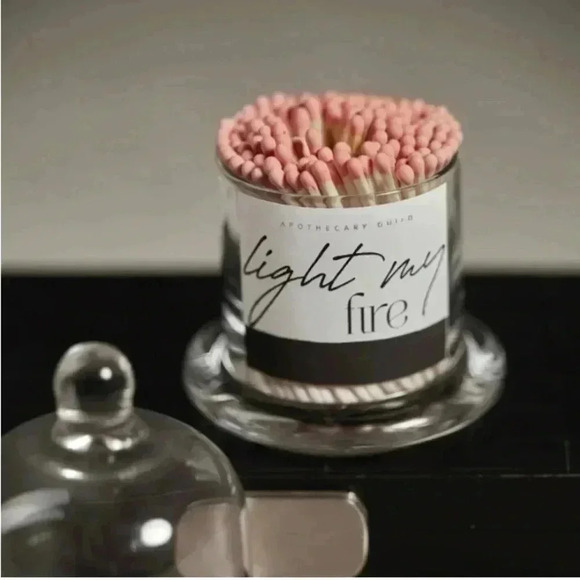ZODAX Glass Jar with Pink Matches “Light My Fire” Apothecary Guild - NIB - Picture 2 of 6